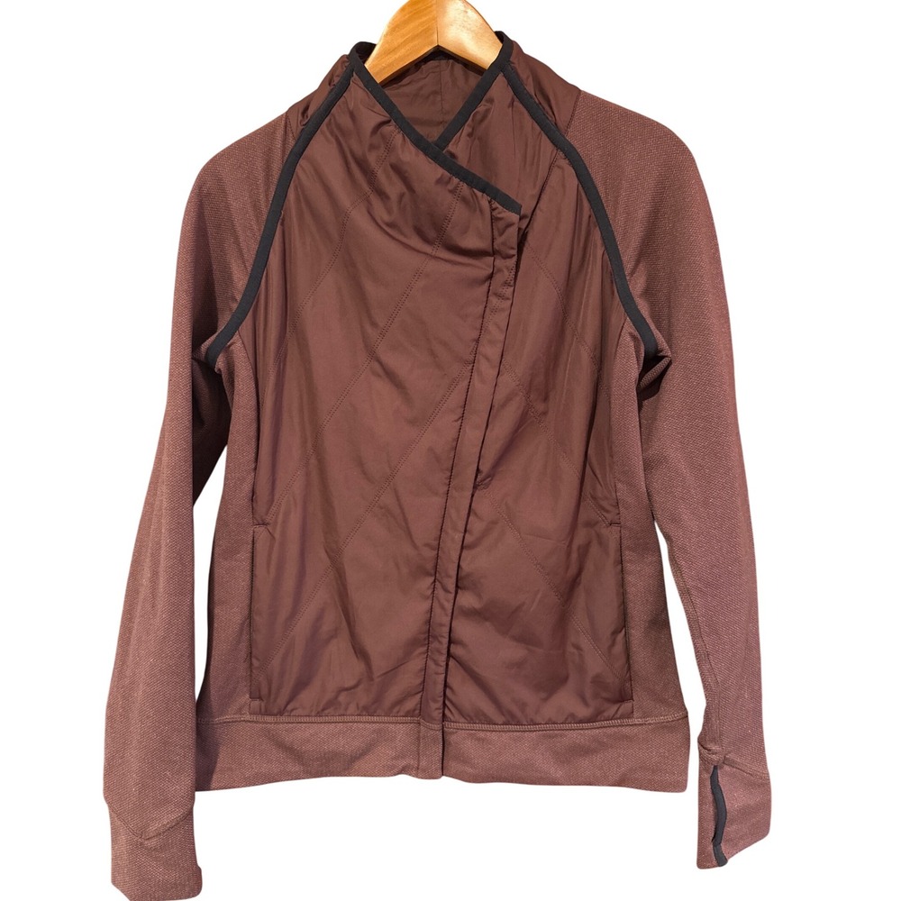 Prana Polar Breeze asymmetric zip jacket, Small, Wedged Wood brown